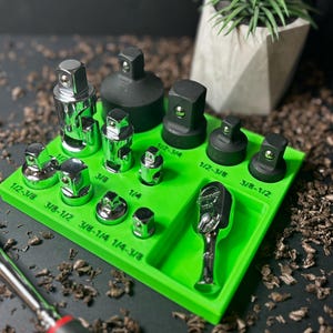 Socket Adapter Organizer for ICON Tools, Standard, Impact & Universal Joint Adapters, Magnetic base, Tool Tray/Holder/Organizer/Storage