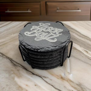 Natural Slate Coasters Set: Rustic Home Bar Decor
