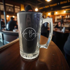 Custom Engraved Beer Mug: 16 oz Glass Tankard, Groomsmen Gift