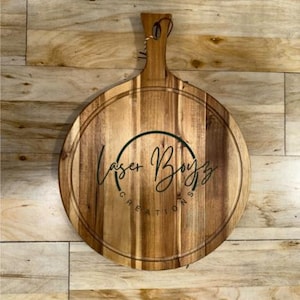 Large Acacia Wood Pizza Board: 20&quot; Rustic Charcuterie Serving Tray