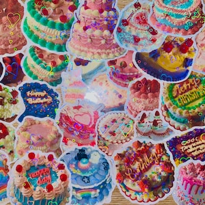 Hand-Cut Kawaii Retro Vintage Cakes Sticker Bundle