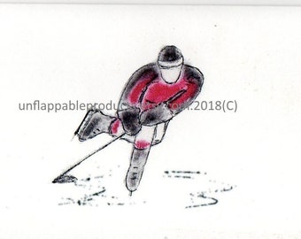 Hockey Player Greeting Card 5 x 7 Greeting Cards with Matching Envelope Blank Inside Personalization Free of Charge One Name Under Image