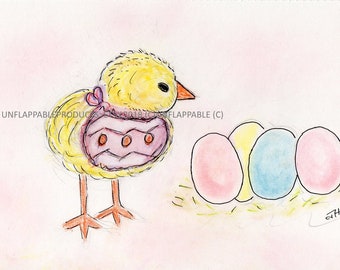 Spring Easter Baby Chick One 5 x 7 Blank Card with Envelope-Personalization Free of Charge