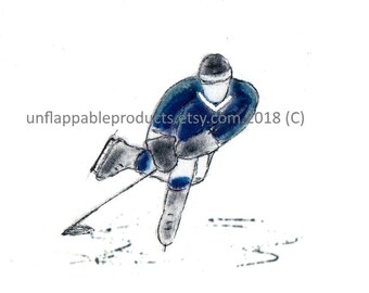 Hockey Player Greeting Card 5 x 7 with Matching Envelope Personalization Free of Charge One Name Under Image