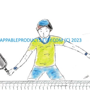 Greeting Card with Envelope 5 x 7  Personalization Free of Charge One Name Under Image of Pickleball Player