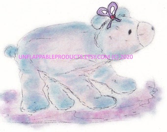 Baby Card Polar Bear Blank Inside 5 x 7 with Matching Envelope Personalization Free of Charge