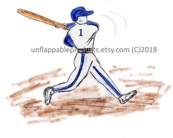 Baseball Player Greeting Card 5 x 7 with Envelope Personalized Free of Charge (Blue Deckle Not Available) One Name Under Image