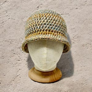 Crochet Bucket Hat, Rolled Brim Hat, Funky Colorful Boho Hat, Brimmed Sun Hat, Boho Hippie Bucket Hat