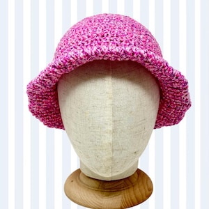 Crochet Bucket Hat, Rolled Brim Hat, Funky Colorful Boho Hat, Brimmed Sun Hat, Boho Hippie Bucket Hat