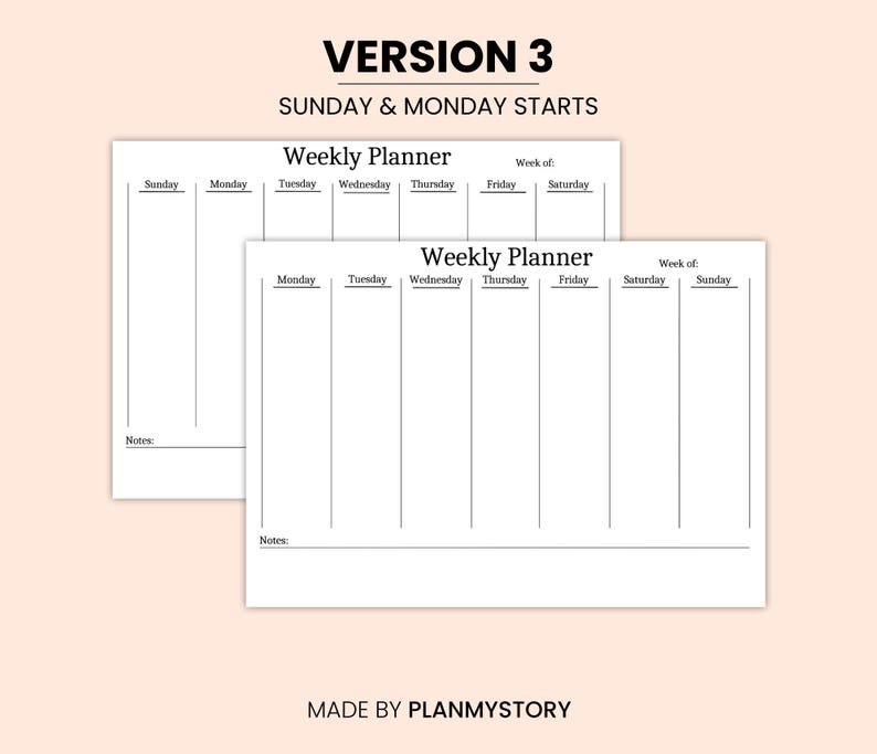 Weekly Plan Text Printable Weekly Planner, Minimalist Desk Schedule (a4/a5/letter) - Etsy