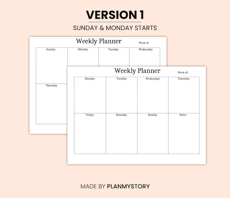 Weekly Plan Text Printable Weekly Planner, Minimalist Desk Schedule (a4/a5/letter) - Etsy