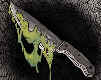 Slime Knife Final Girl Weapon Hand Painted Halloween Wall Art