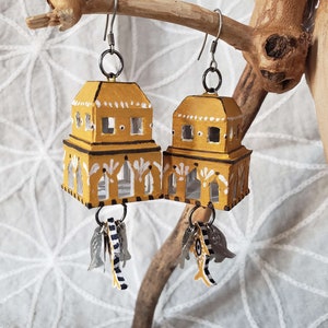 Goldenhour Ayin Ha'ra Home Amulet Earrings with Aluminum Fish Charms image 2