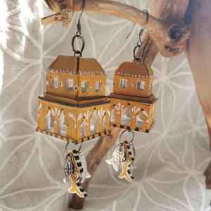 Goldenhour Ayin Ha'ra Home Amulet Earrings with Aluminum Fish Charms image 3