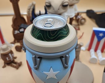 3D Printed Conga Can Holder – Puerto Rican Flag Drink Cooler – 12oz Can