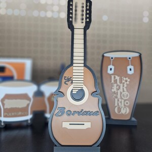 Cuatro Puertorriqueño guitar 3D printed home decoration. Musical Instruments, souvenirs.