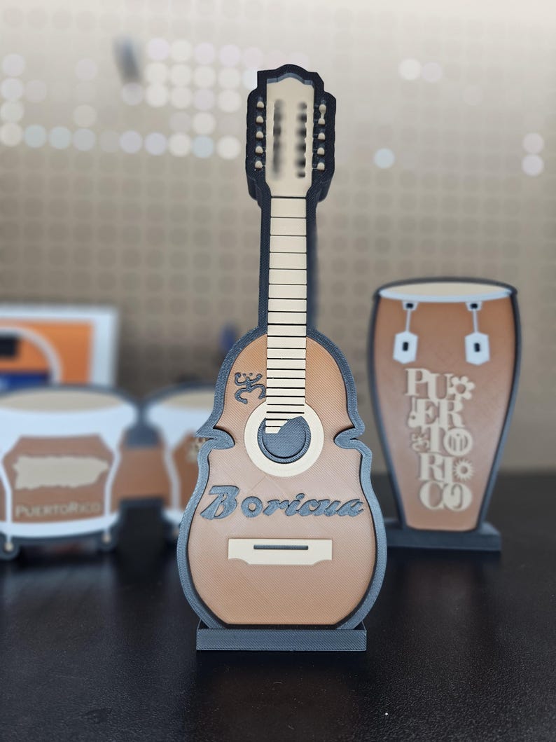 Cuatro Puertorriqueño guitar 3D printed home decoration. Musical Instruments, souvenirs.