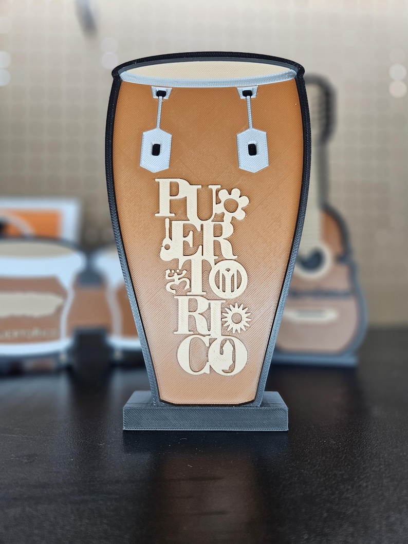 Puerto Rico Lettes 3D printed Conga  home decoration. Musical Instruments, souvenirs.