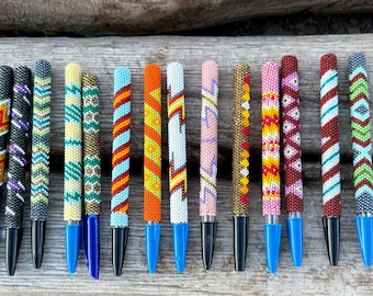 Handcrafted Beaded Pen Covers- Peyote Stitched #smudge #traditional #office #office.decor #home.decor #graduate #gift.ideas4women