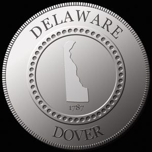 Moeda digital do estado de Delaware PNG - Moedas digitais do estado - Capital do estado de Dover - Moeda de prata do estado de Delaware - 1000x1000 px