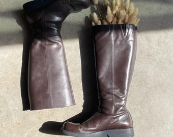 Bota gruesa de punta cuadrada Y2K J Jill en marrón