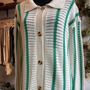 Vintage Crochet Knit Button-Up Sweater 70’s
