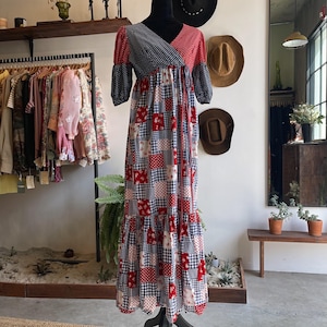 70’s Vintage Young Edwardian Dress with Americana Patchwork by