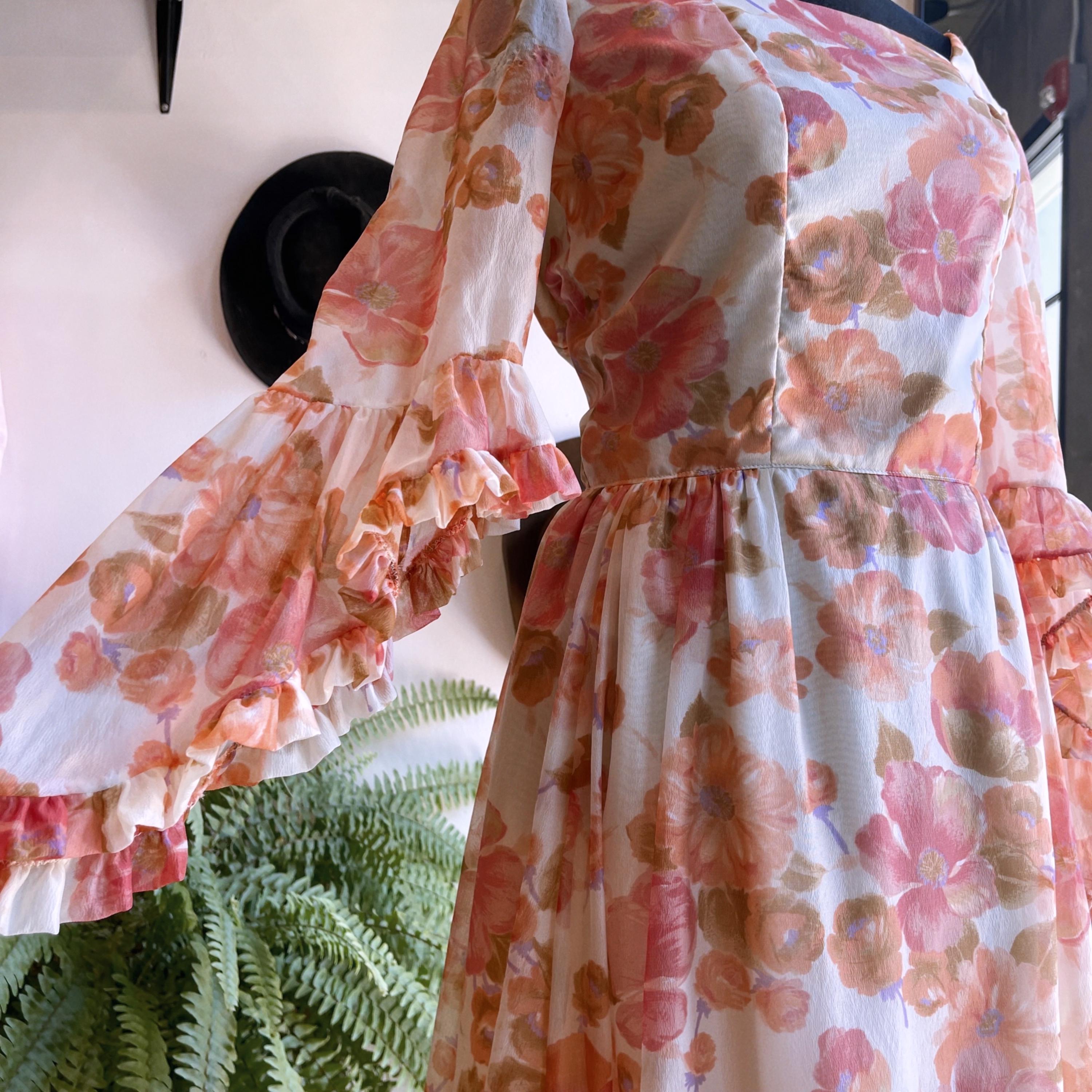 chiffon angel sleeve dress Gipsy layered Dress#1465