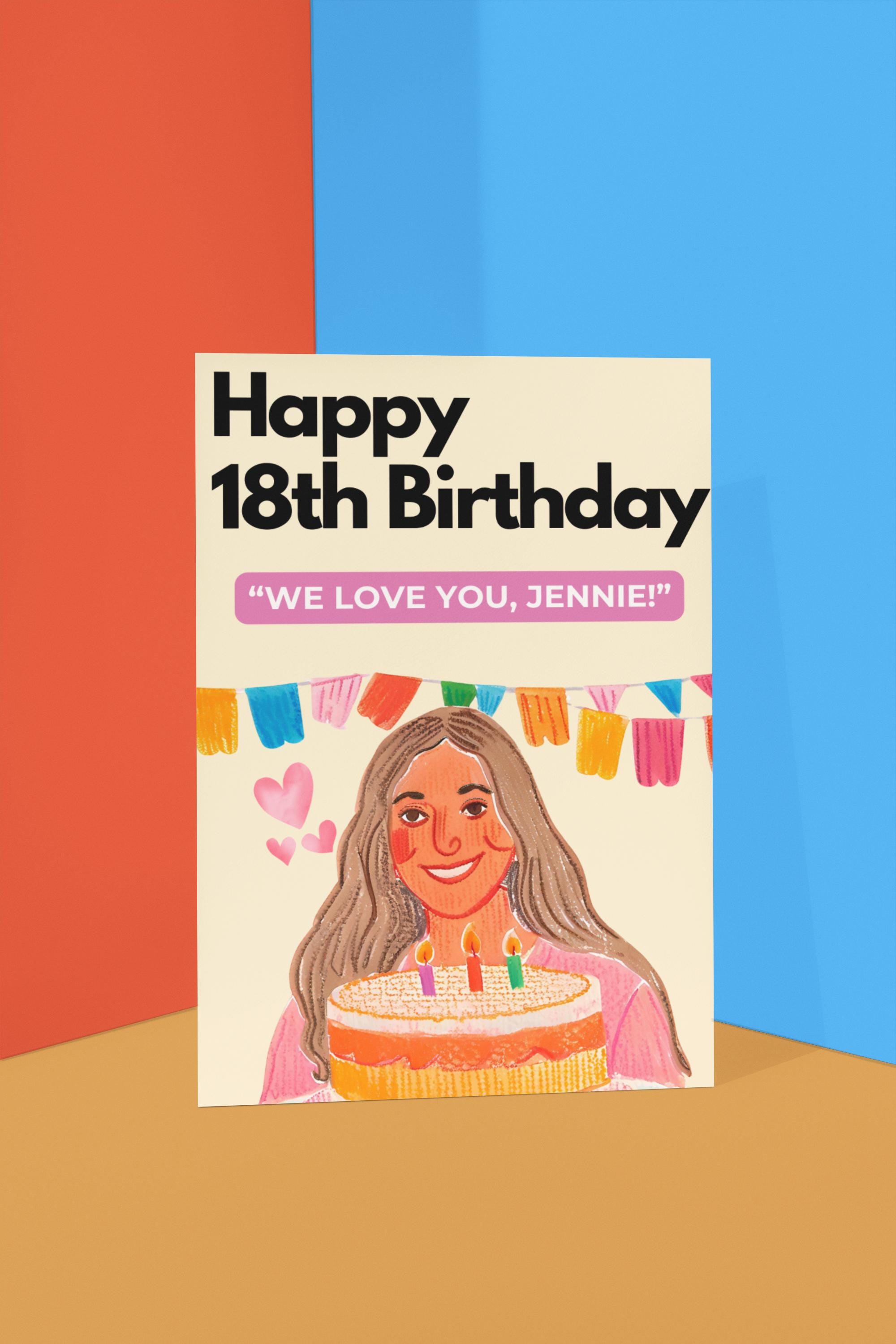 Editable 18th Birthday Card – Digital Canva Template | Personalized ...