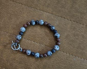 Handcrafted Jasper Natural Stone Bead Bracelet.