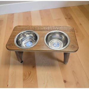 Personalized Wood Dog Feeder: Elevated Pet Dining Station