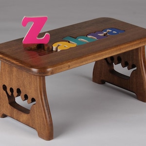 Solid Wood Kids Stool: Custom Name, Handmade, Personalized.