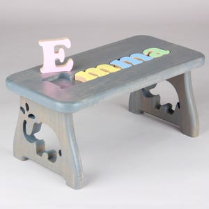 Personalized Name Puzzle Stool, Solid Wood, Montessori Toy