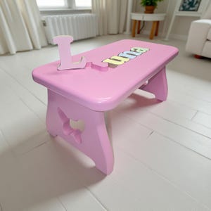Personalized Wood Step Stool: Toddler Name Puzzle, Birthday Gift