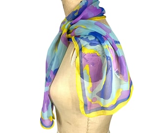 Vintage chiffon oblong scarf mod abstract by Sally Gee