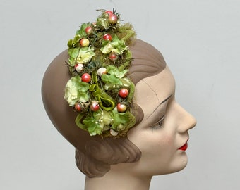 1950s flower head band hat adjustable woodland vibe