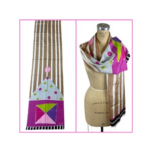 Echo scarf oblong silk cotton abstract geo mod scarf