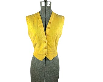 1950s gold corduroy vest fitted Size S by Jo Collins Originals