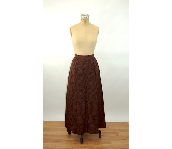 1960s long skirt maxi skirt moire silk faille brow
