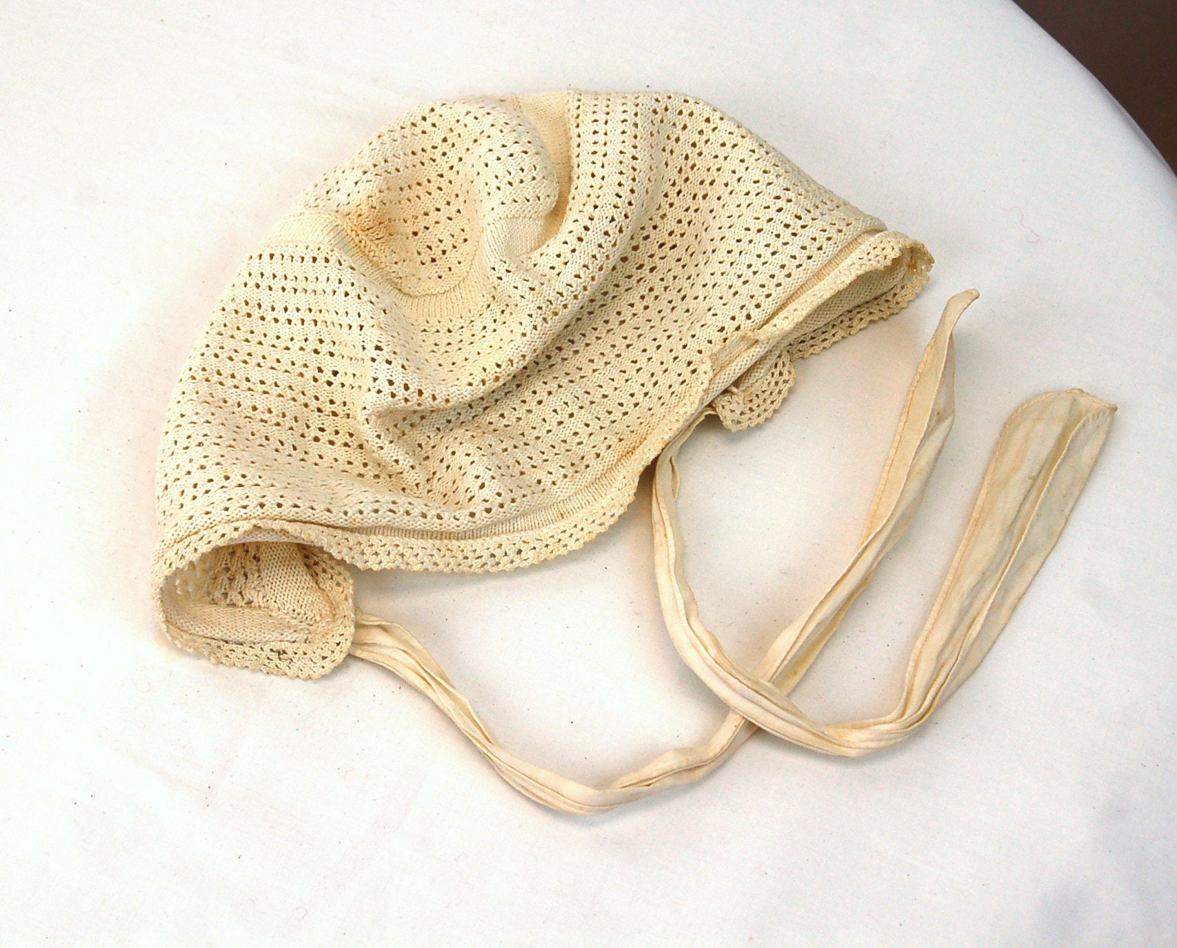 Antique Night Cap Cotton Crocheted Bonnet 1800s Ivory White - Etsy