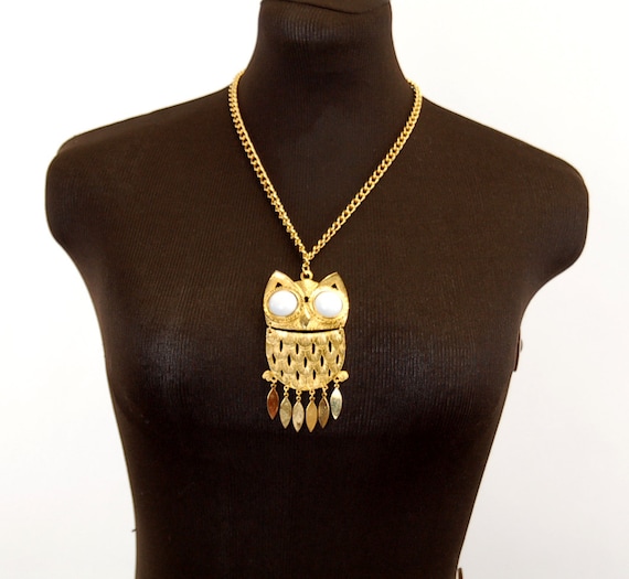 Owl necklace, Owl pendant, gold owl necklace, art… - image 2