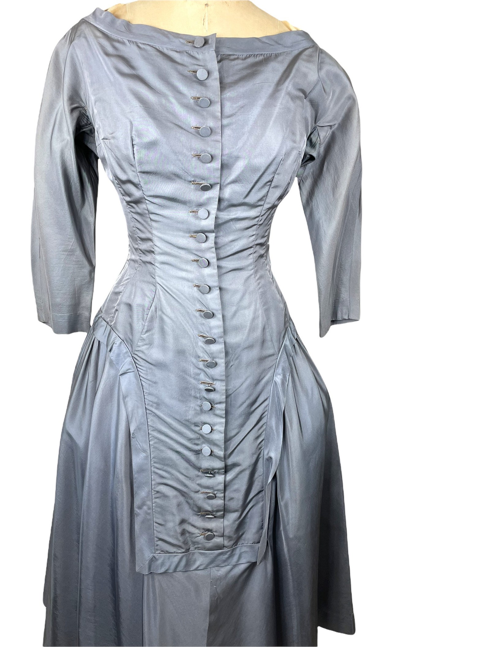1950s Gray Silk Taffeta Evening Dress by Perrulo B-36 W-26 - Etsy