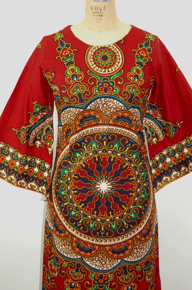 1970s caftan African dashiki style cotton boho ethnic by Waltz | Etsy