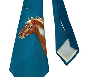 1940s hand painted equestrian necktie horse and helmet VFG