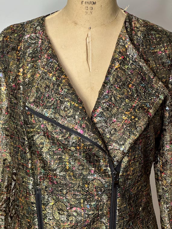 Metallic multicolored jacket with asymmetrical zi… - image 5