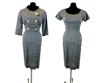 1950s dress and jacket silk wiggle dress bolero silk Size S VFG