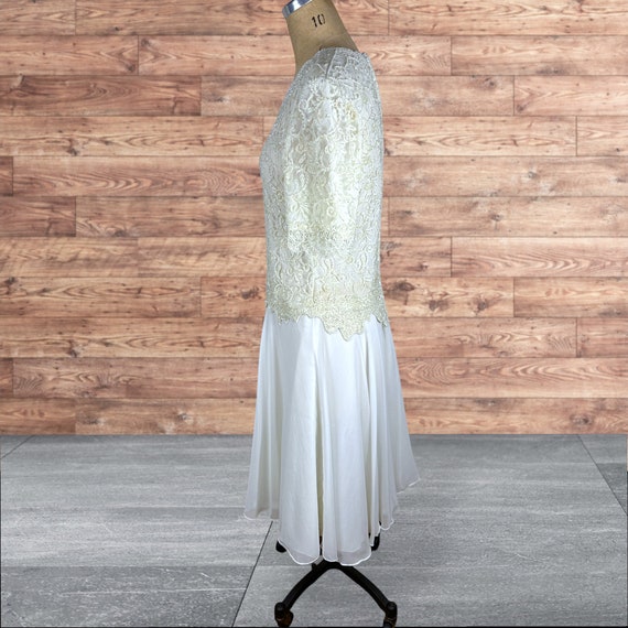 1990s beaded lace dress off-white bridal wedding … - image 4