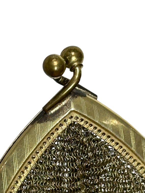 1920s gold Whiting and Davis soldered mesh purse … - image 6