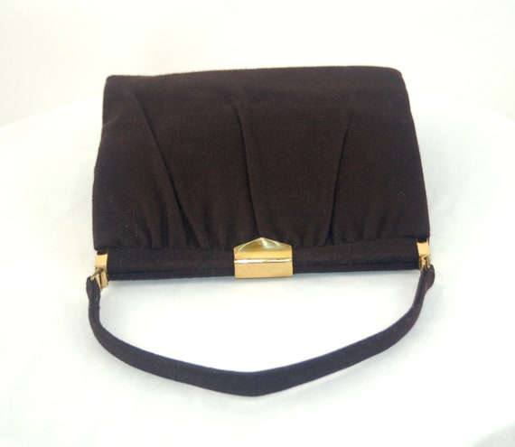 1950s brown purse handbag wool Waldman bag - image 4