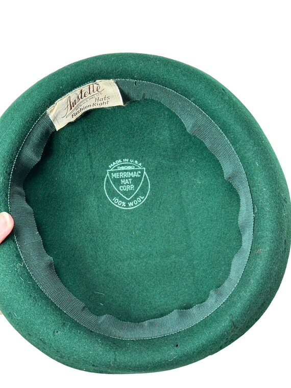 1940s 50s green wool felt Merrimac hat  by Austel… - image 6